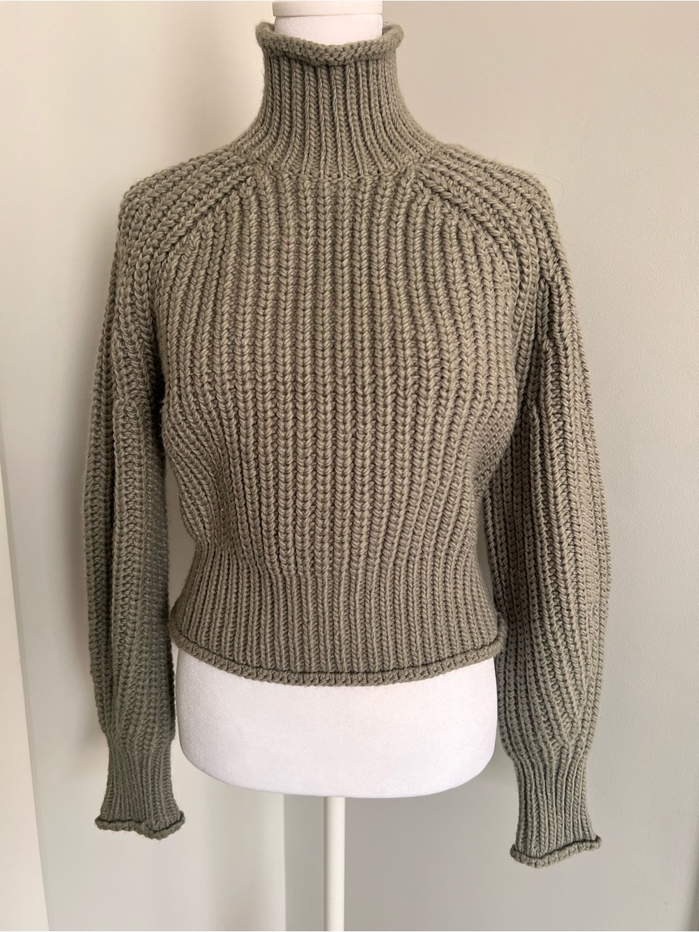 H&M Olive Ribbed Turtleneck Sweater